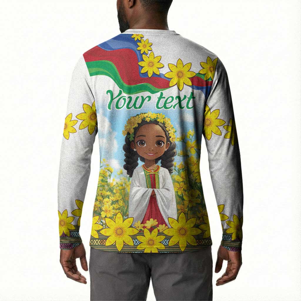 Happy Enkutatash Eritrea Personalized Button Sweatshirt Beautiful Afro Girl Adey Abeba Flower