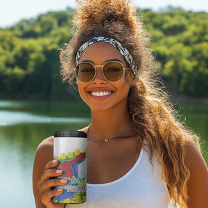 Happy Enkutatash Eritrea Personalized 4 in 1 Can Cooler Tumbler Beautiful Afro Girl Adey Abeba Flower