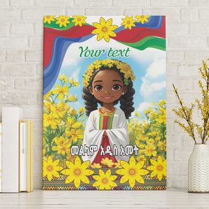 Happy Enkutatash Eritrea Personalized Canvas Wall Art Beautiful Afro Girl Adey Abeba Flower