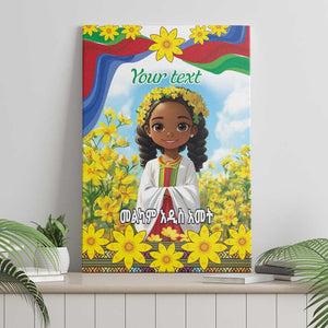 Happy Enkutatash Eritrea Personalized Canvas Wall Art Beautiful Afro Girl Adey Abeba Flower