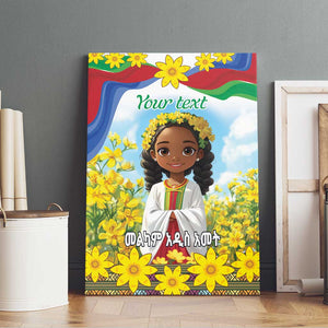 Happy Enkutatash Eritrea Personalized Canvas Wall Art Beautiful Afro Girl Adey Abeba Flower