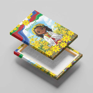 Happy Enkutatash Eritrea Personalized Canvas Wall Art Beautiful Afro Girl Adey Abeba Flower