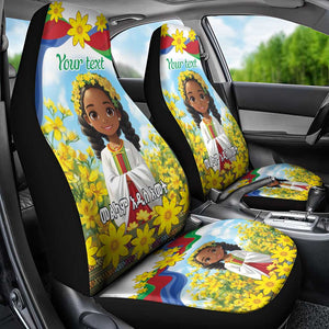 Happy Enkutatash Eritrea Personalized Car Seat Cover Beautiful Afro Girl Adey Abeba Flower