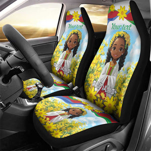 Happy Enkutatash Eritrea Personalized Car Seat Cover Beautiful Afro Girl Adey Abeba Flower