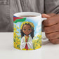 Happy Enkutatash Eritrea Personalized Ceramic Mug Beautiful Afro Girl Adey Abeba Flower