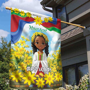 Happy Enkutatash Eritrea Personalized Garden Flag Beautiful Afro Girl Adey Abeba Flower