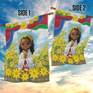 Happy Enkutatash Eritrea Personalized Garden Flag Beautiful Afro Girl Adey Abeba Flower