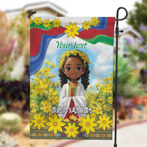 Happy Enkutatash Eritrea Personalized Garden Flag Beautiful Afro Girl Adey Abeba Flower