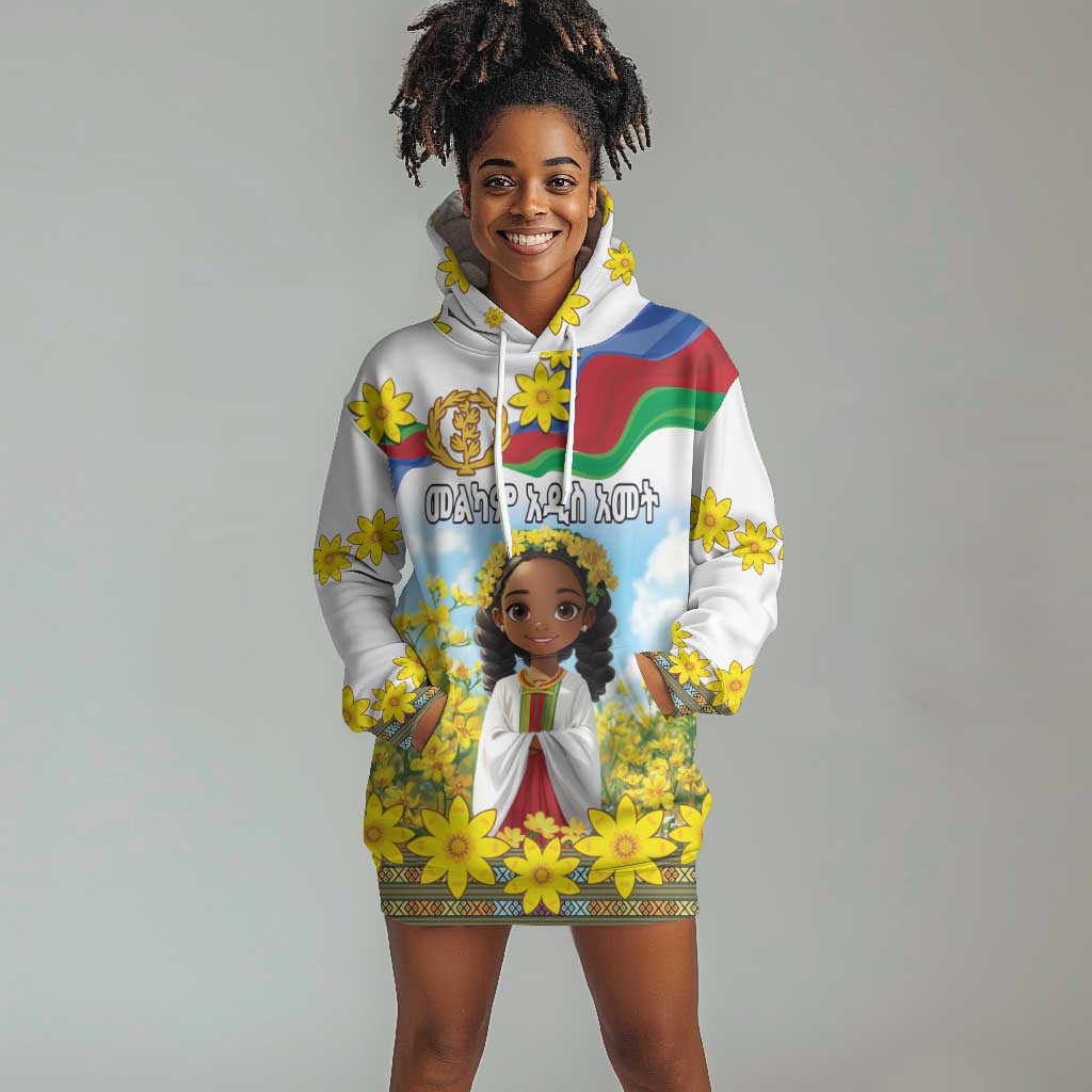 Happy Enkutatash Eritrea Personalized Hoodie Dress Beautiful Afro Girl Adey Abeba Flower