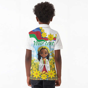 Happy Enkutatash Eritrea Personalized Kid Polo Shirt Beautiful Afro Girl Adey Abeba Flower