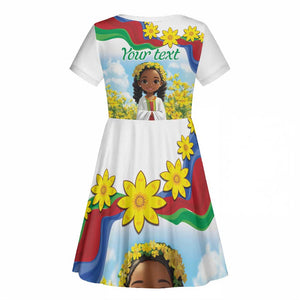 Happy Enkutatash Eritrea Personalized Kid Short Sleeve Dress Beautiful Afro Girl Adey Abeba Flower