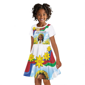 Happy Enkutatash Eritrea Personalized Kid Short Sleeve Dress Beautiful Afro Girl Adey Abeba Flower