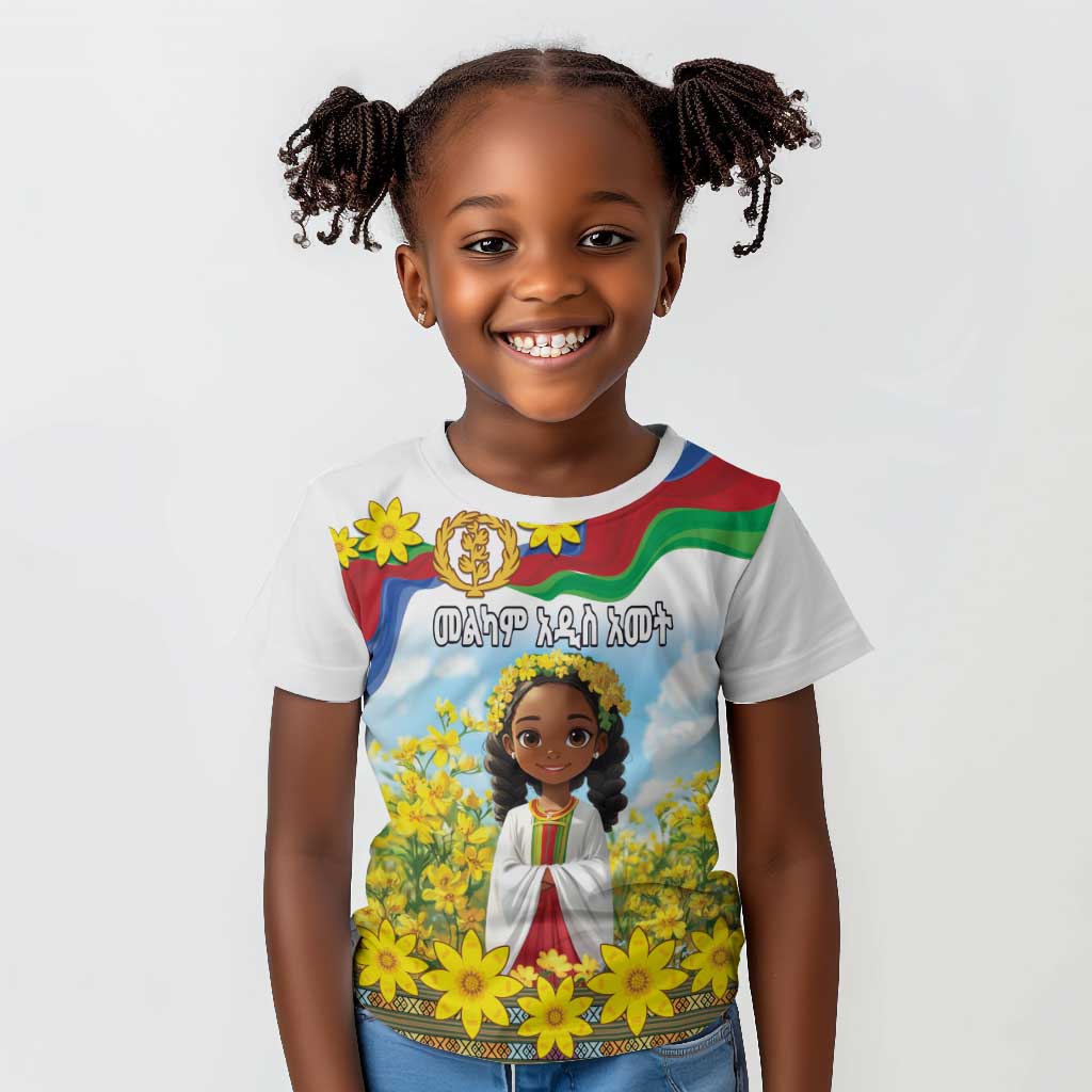 Happy Enkutatash Eritrea Personalized Kid T shirt Beautiful Afro Girl Adey Abeba Flower