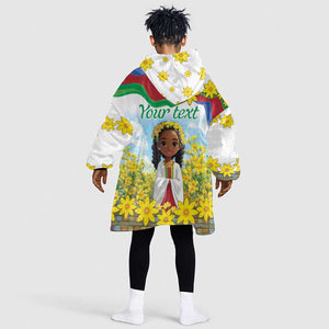 Happy Enkutatash Eritrea Personalized KId Wearable Blanket Hoodie Beautiful Afro Girl Adey Abeba Flower