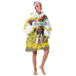 Happy Enkutatash Eritrea Personalized KId Wearable Blanket Hoodie Beautiful Afro Girl Adey Abeba Flower