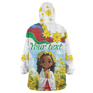 Happy Enkutatash Eritrea Personalized KId Wearable Blanket Hoodie Beautiful Afro Girl Adey Abeba Flower