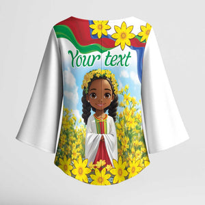 Happy Enkutatash Eritrea Personalized Kimono Sleeve Blouse Beautiful Afro Girl Adey Abeba Flower