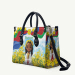 Happy Enkutatash Eritrea Personalized Leather Bag Beautiful Afro Girl Adey Abeba Flower