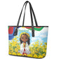 Happy Enkutatash Eritrea Personalized Leather Tote Bag Beautiful Afro Girl Adey Abeba Flower