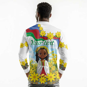 Happy Enkutatash Eritrea Personalized Long Sleeve Polo Shirt Beautiful Afro Girl Adey Abeba Flower