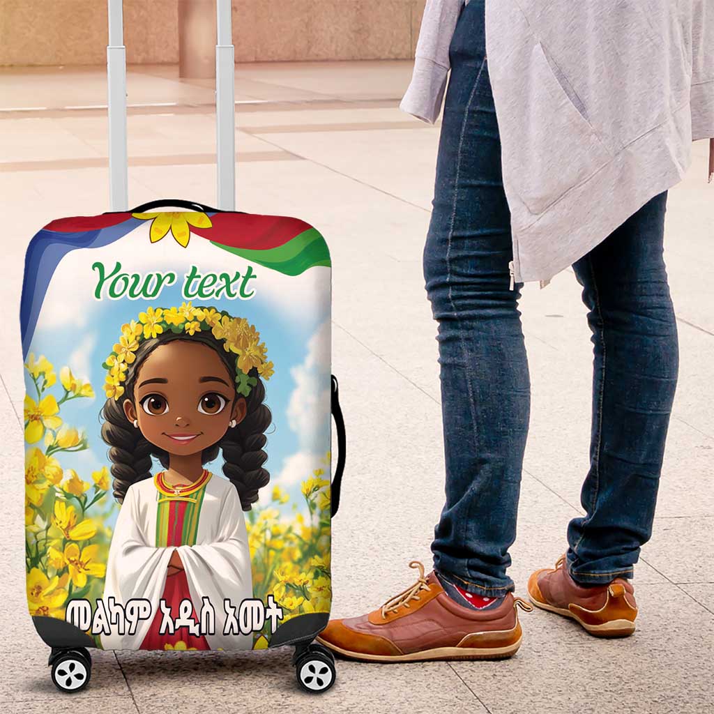 Happy Enkutatash Eritrea Personalized Luggage Cover Beautiful Afro Girl Adey Abeba Flower