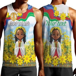 Happy Enkutatash Eritrea Personalized Men Tank Top Beautiful Afro Girl Adey Abeba Flower