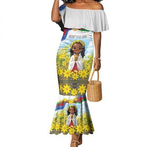 Happy Enkutatash Eritrea Personalized Mermaid Dress Beautiful Afro Girl Adey Abeba Flower