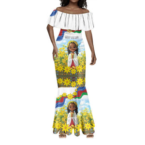 Happy Enkutatash Eritrea Personalized Mermaid Dress Beautiful Afro Girl Adey Abeba Flower