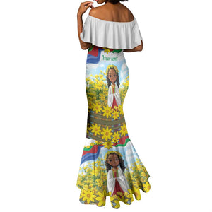 Happy Enkutatash Eritrea Personalized Mermaid Dress Beautiful Afro Girl Adey Abeba Flower