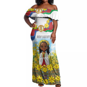 Happy Enkutatash Eritrea Personalized Off Shoulder Maxi Dress Beautiful Afro Girl Adey Abeba Flower