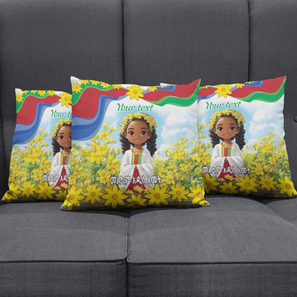Happy Enkutatash Eritrea Personalized Pillow Cover Beautiful Afro Girl Adey Abeba Flower