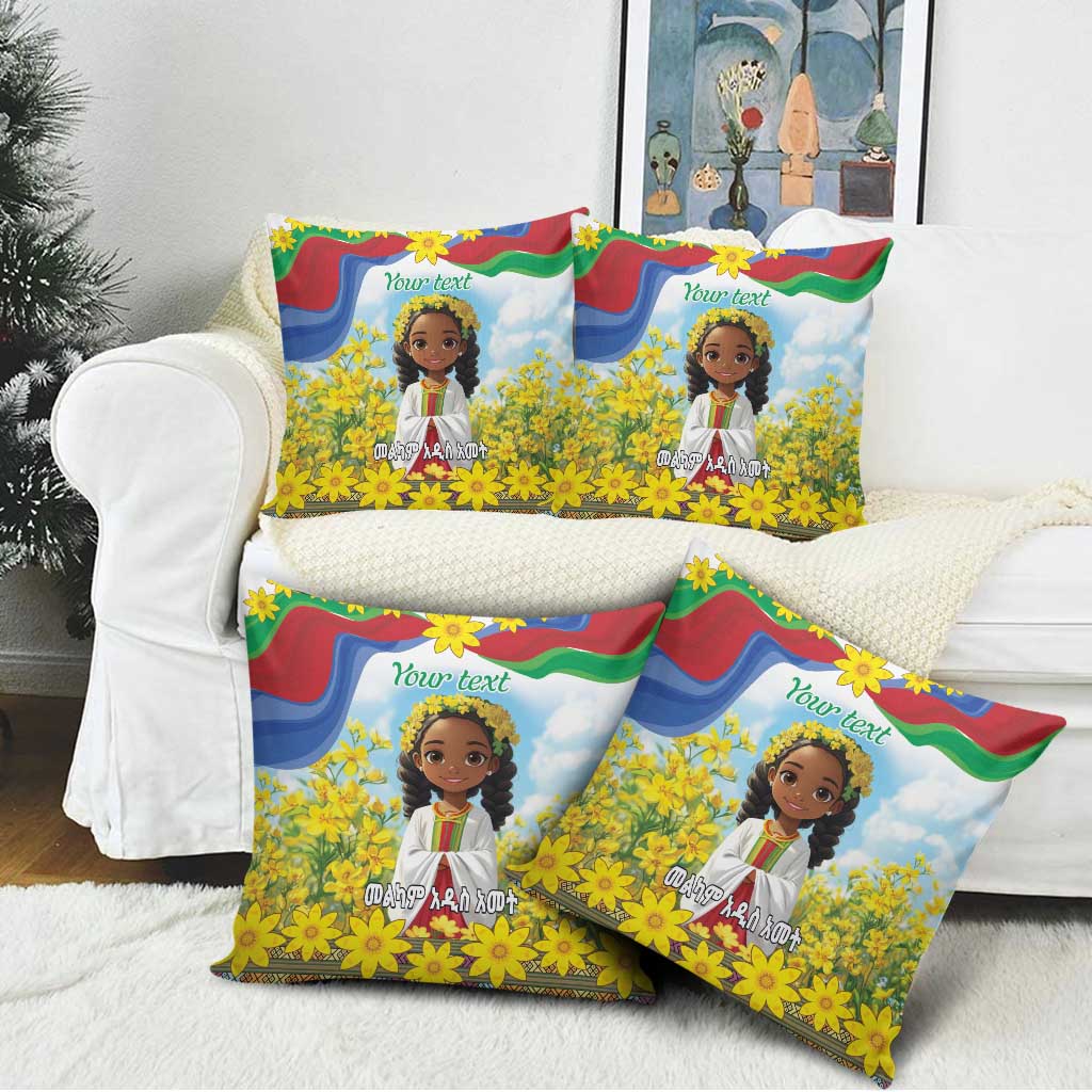 Happy Enkutatash Eritrea Personalized Pillow Cover Beautiful Afro Girl Adey Abeba Flower