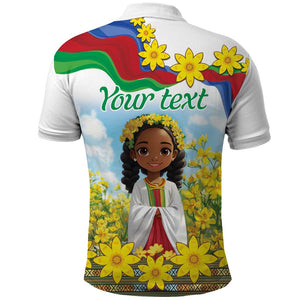 Happy Enkutatash Eritrea Personalized Polo Shirt Beautiful Afro Girl Adey Abeba Flower