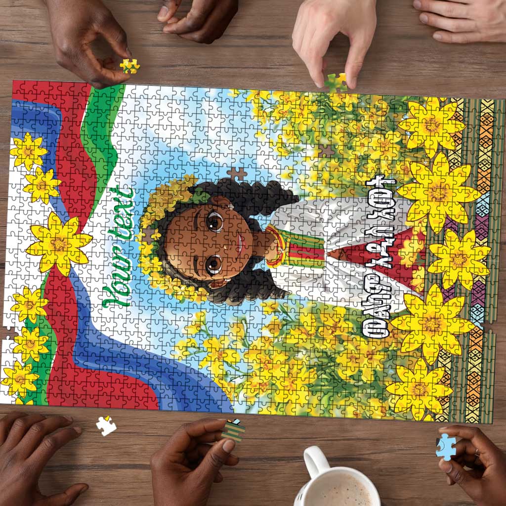 Happy Enkutatash Eritrea Personalized Puzzle Beautiful Afro Girl Adey Abeba Flower