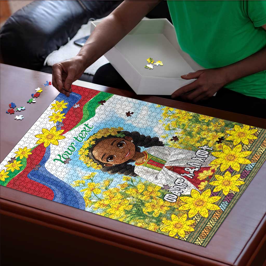 Happy Enkutatash Eritrea Personalized Puzzle Beautiful Afro Girl Adey Abeba Flower