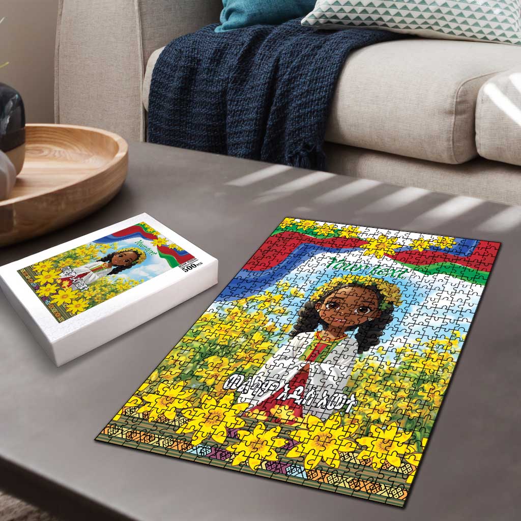 Happy Enkutatash Eritrea Personalized Puzzle Beautiful Afro Girl Adey Abeba Flower