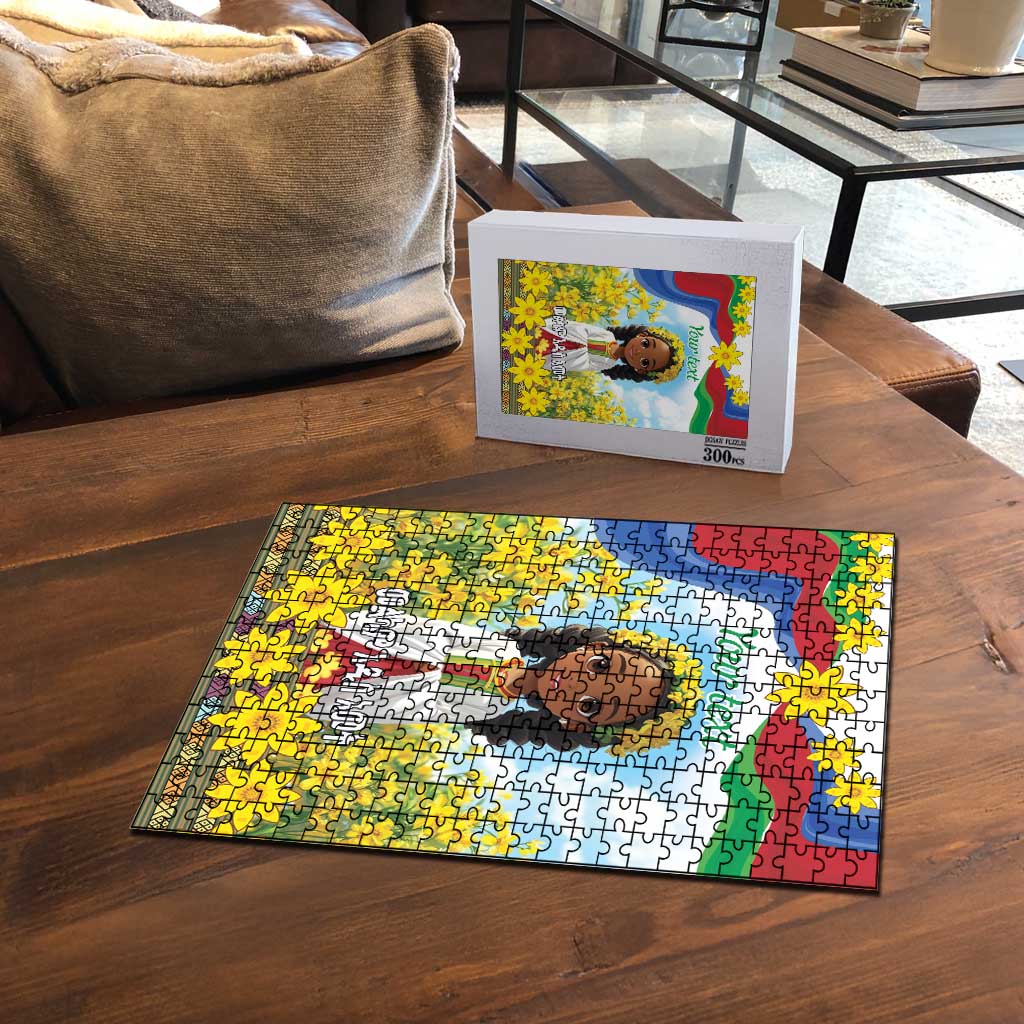 Happy Enkutatash Eritrea Personalized Puzzle Beautiful Afro Girl Adey Abeba Flower