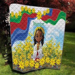 Happy Enkutatash Eritrea Personalized Quilt Beautiful Afro Girl Adey Abeba Flower