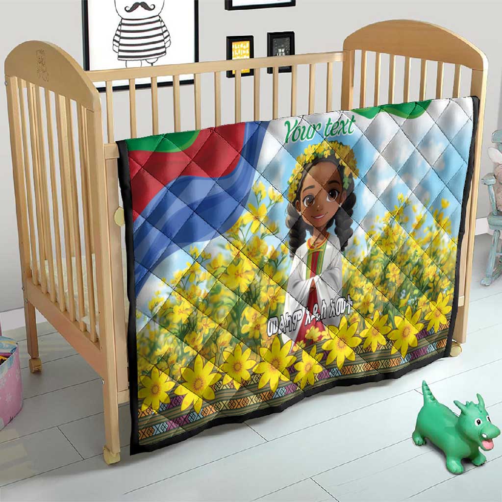 Happy Enkutatash Eritrea Personalized Quilt Beautiful Afro Girl Adey Abeba Flower