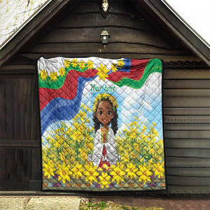 Happy Enkutatash Eritrea Personalized Quilt Beautiful Afro Girl Adey Abeba Flower