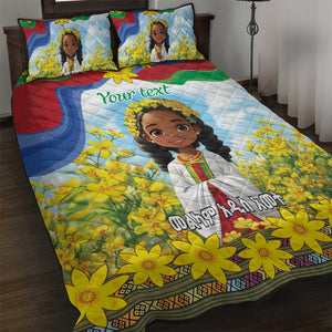 Happy Enkutatash Eritrea Personalized Quilt Bed Set Beautiful Afro Girl Adey Abeba Flower