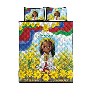 Happy Enkutatash Eritrea Personalized Quilt Bed Set Beautiful Afro Girl Adey Abeba Flower