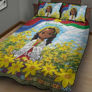 Happy Enkutatash Eritrea Personalized Quilt Bed Set Beautiful Afro Girl Adey Abeba Flower