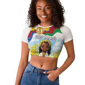 Happy Enkutatash Eritrea Personalized Raglan Cropped T shirt Beautiful Afro Girl Adey Abeba Flower