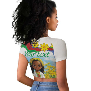 Happy Enkutatash Eritrea Personalized Raglan Cropped T shirt Beautiful Afro Girl Adey Abeba Flower