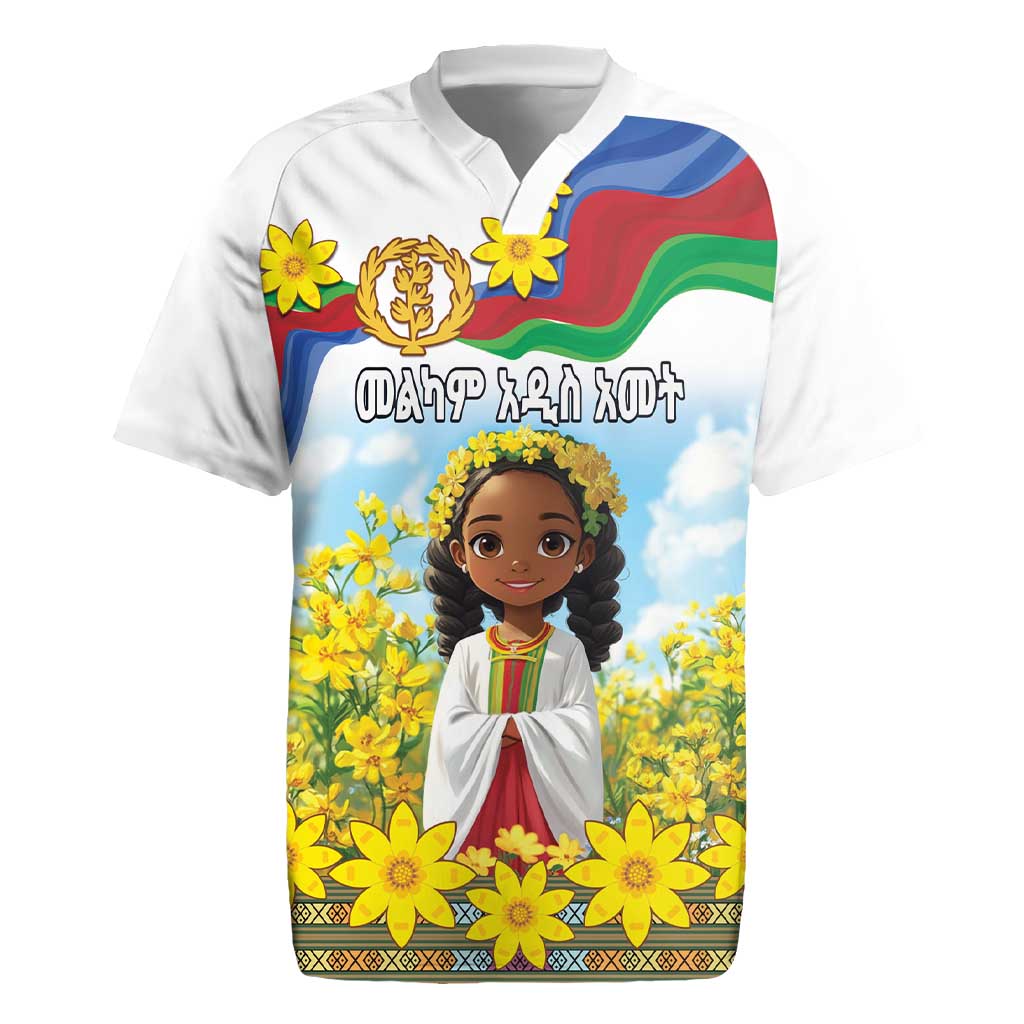 Happy Enkutatash Eritrea Personalized Rugby Jersey Beautiful Afro Girl Adey Abeba Flower