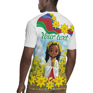 Happy Enkutatash Eritrea Personalized Rugby Jersey Beautiful Afro Girl Adey Abeba Flower