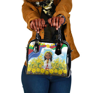 Happy Enkutatash Eritrea Personalized Shoulder Handbag Beautiful Afro Girl Adey Abeba Flower