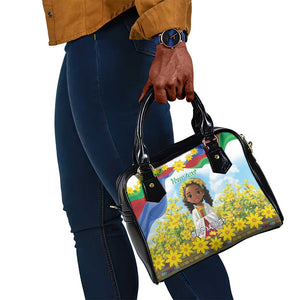 Happy Enkutatash Eritrea Personalized Shoulder Handbag Beautiful Afro Girl Adey Abeba Flower