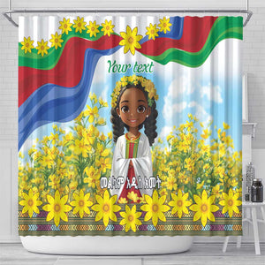 Happy Enkutatash Eritrea Personalized Shower Curtain Beautiful Afro Girl Adey Abeba Flower